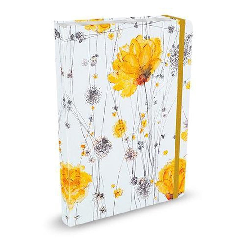 Cuaderno compacto Peter Pauper - flores amarillas - con cierre elástico - 13x18 cm
