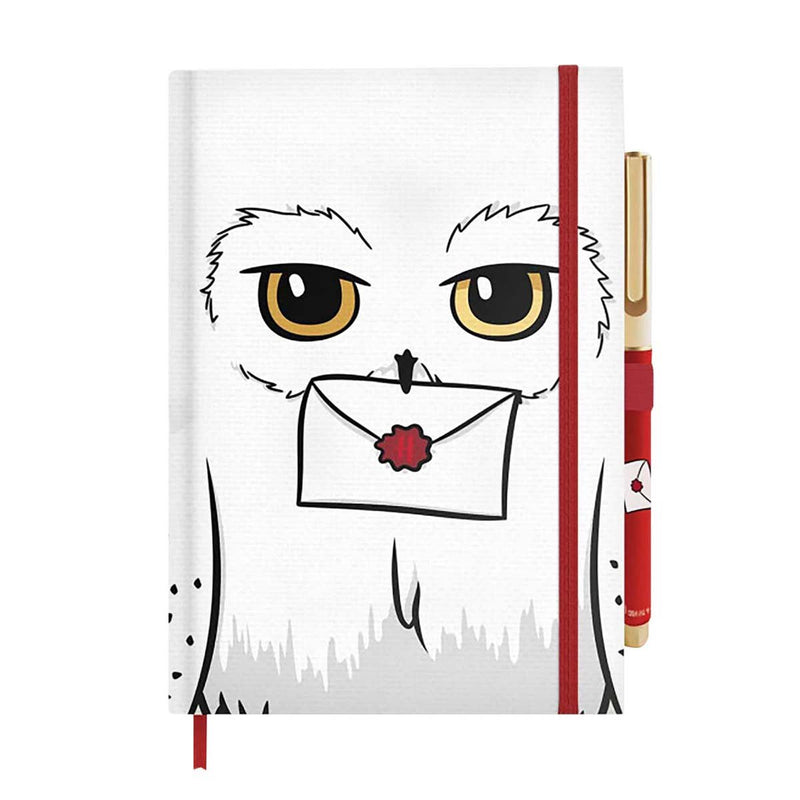 Harry potter , a5 notitieboek met pen hedwig motief, wit