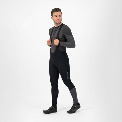 Rogelli pantaloncini da ciclismo essenziali ad alta visibilità da uomo - bretelle - nero - l