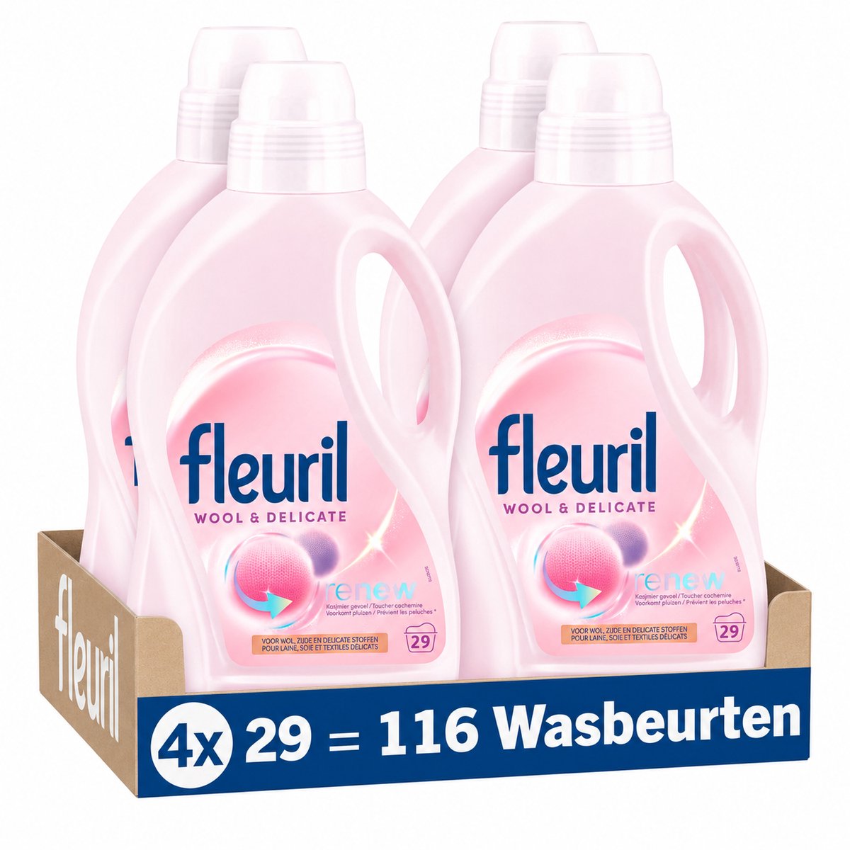 Fleuril wasmiddel wool delicate | 1,305 l | 4 x 29 wasbeurten | 116 wasbeurten | voordeelverpakking