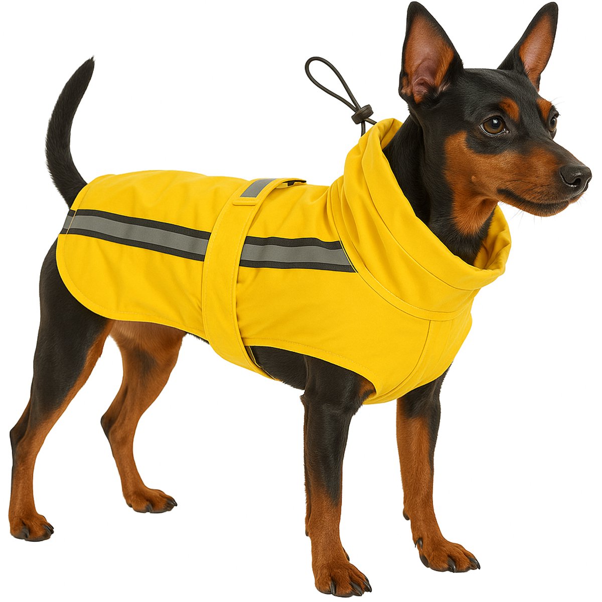 Cappotto per cani Flamingo – impermeabile per cani – impermeabile per cani con copertura petto e pancia – impermeabile ciro giallo – 35 cm