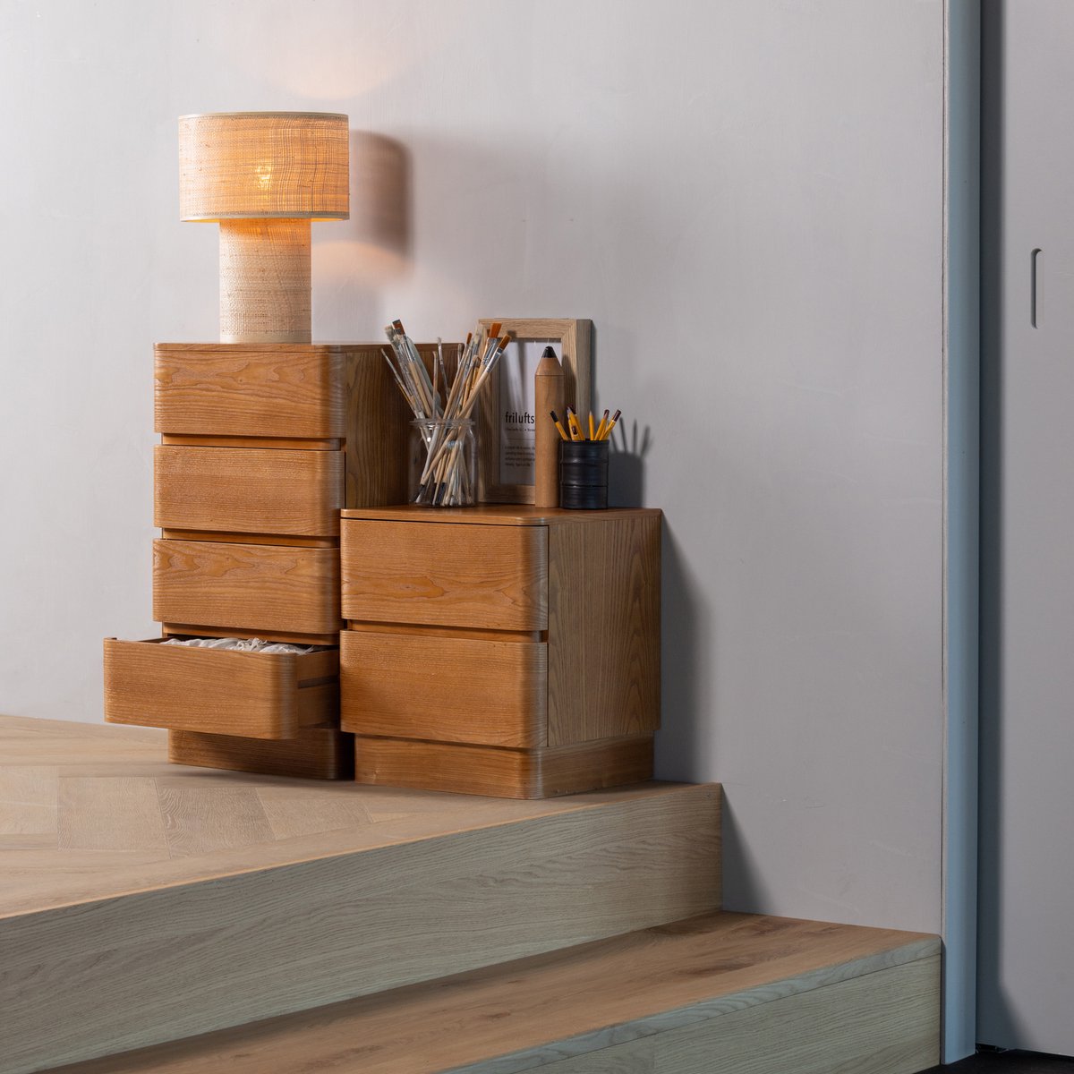 Mesita de noche Woood fejo con cajones - mdf - marrón - 43x40x34