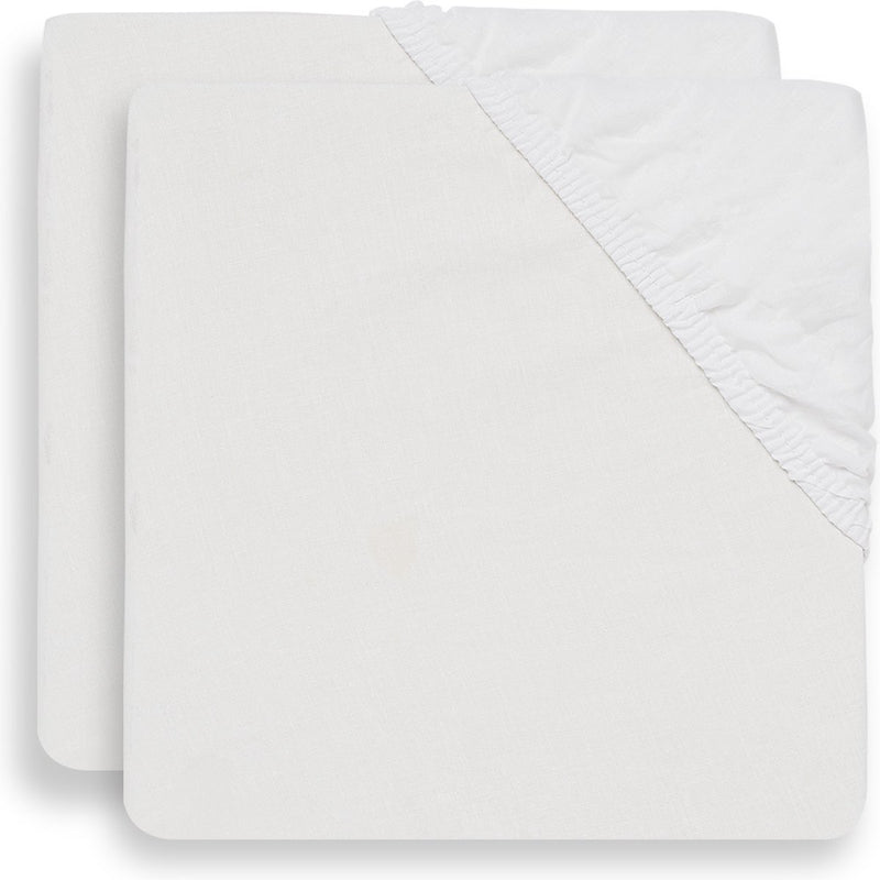 Jollein - baby hoeslaken ledikant (wit) - katoen - 2 stuks - 60x120cm