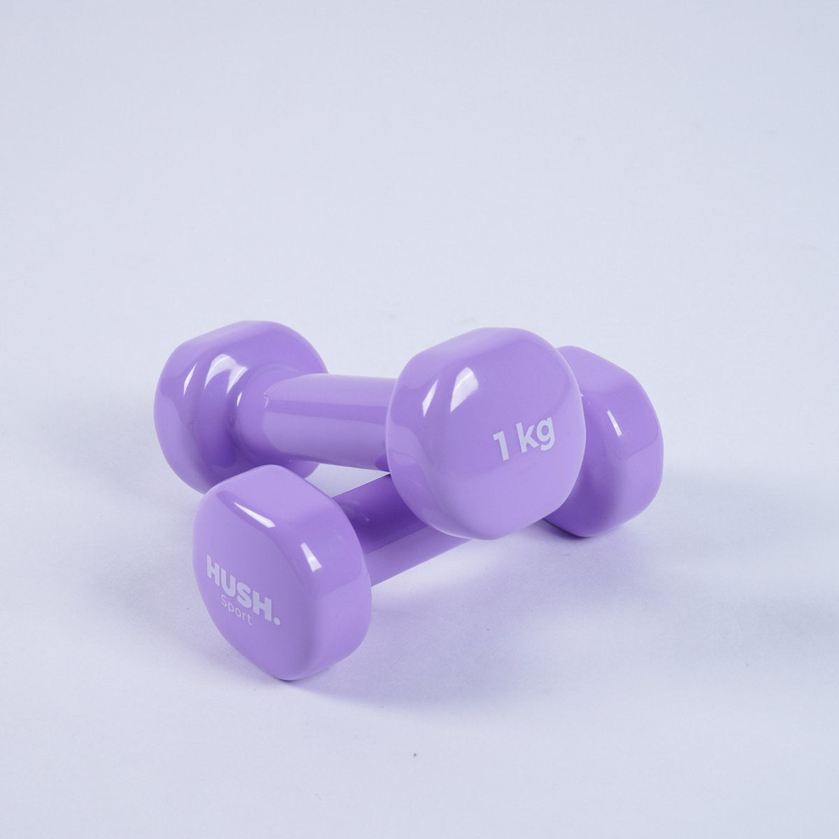 Hush sport - set di manubri 2 x 1 kg viola - rivestimento in vinile con impugnatura antiscivolo - ghisa - pratico design esagonale - adatto per allenamenti di forza e fitness