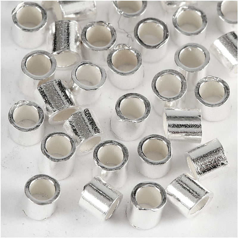 Creotime knijpkralen, d: 2 mm, sterling zilver, ss, 50 stuks