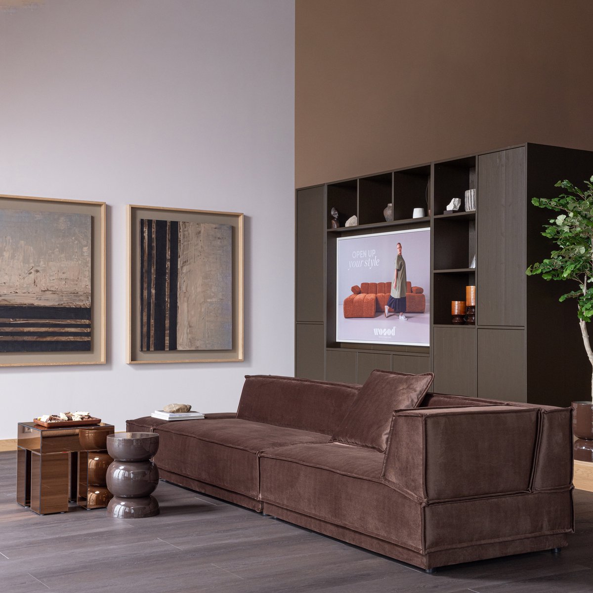 Mesa auxiliar Woood Breno - metal - marrón oscuro - 46x30x30