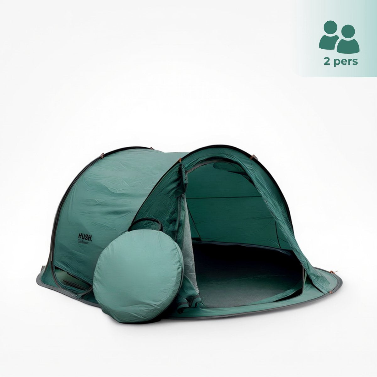 Silenzio. tenda da campeggio outdoor hush per 2 persone - sistema pop up - con gancio per appendere e vani portaoggetti - incl. marsupio