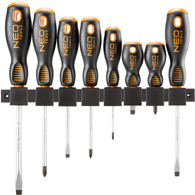 Set cacciaviti Neo 8 pezzi con supporto a muro