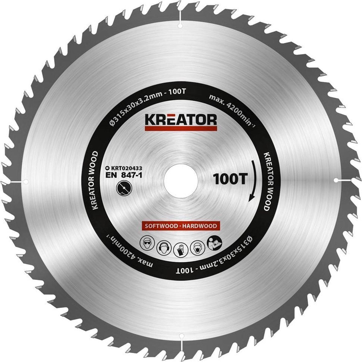 Lama per sega Kreator krt020433 legno - 315mm100t