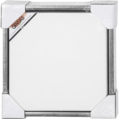 Tela Creative Company con cornice, misura 20x20 cm, 360 gr, argento antico, bianco, 1 pezzo
