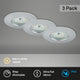 Briloner - Juego de 3 lámparas LED empotrables regulables, 6,5 W cada una, 3.000 Kelvin IP44, color aluminio ø7,5 cm