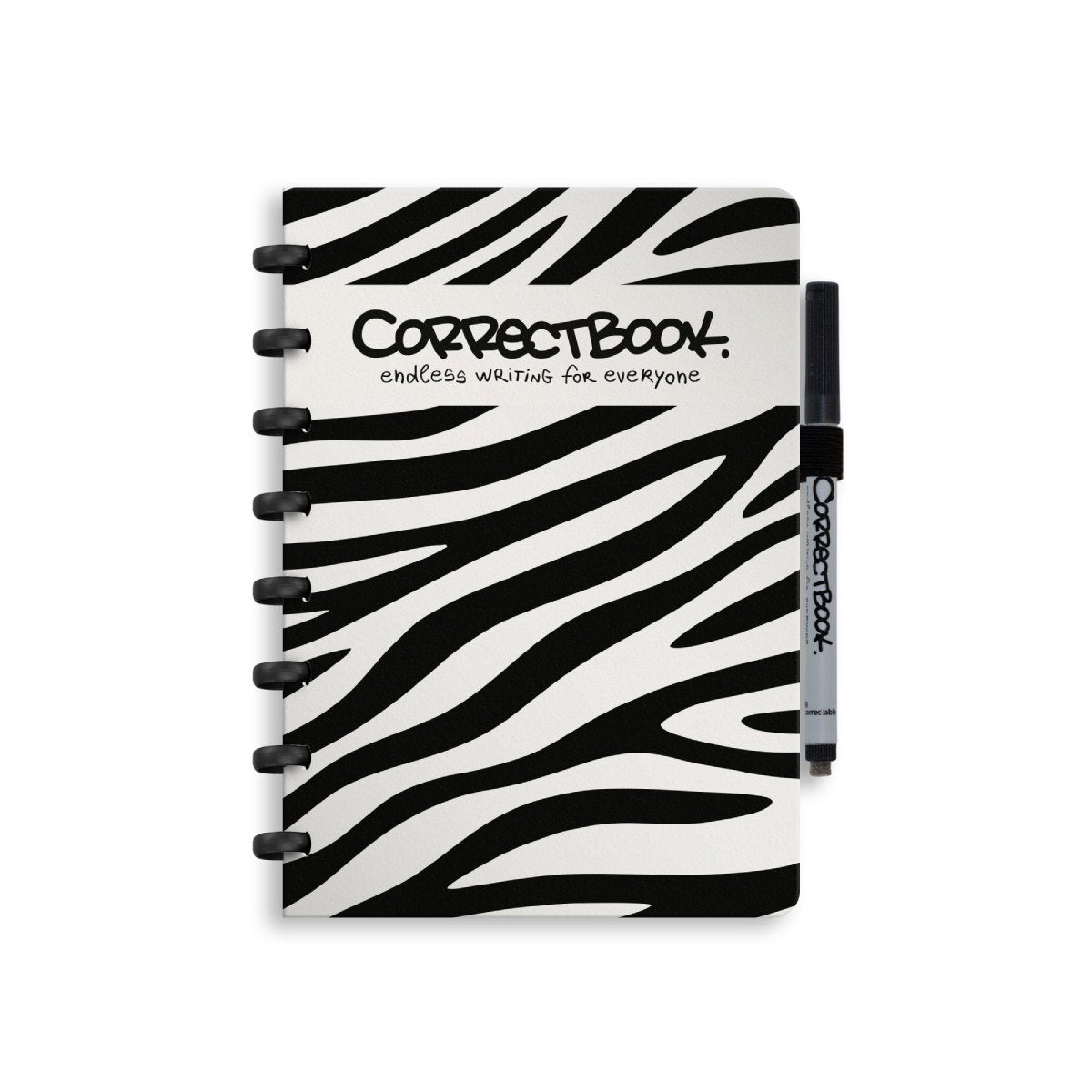 Cuaderno borrable Correctbook a5 - buena cebra - con rayas - cuaderno reutilizable - incluye toallita para bolígrafo - se puede complementar con páginas adicionales