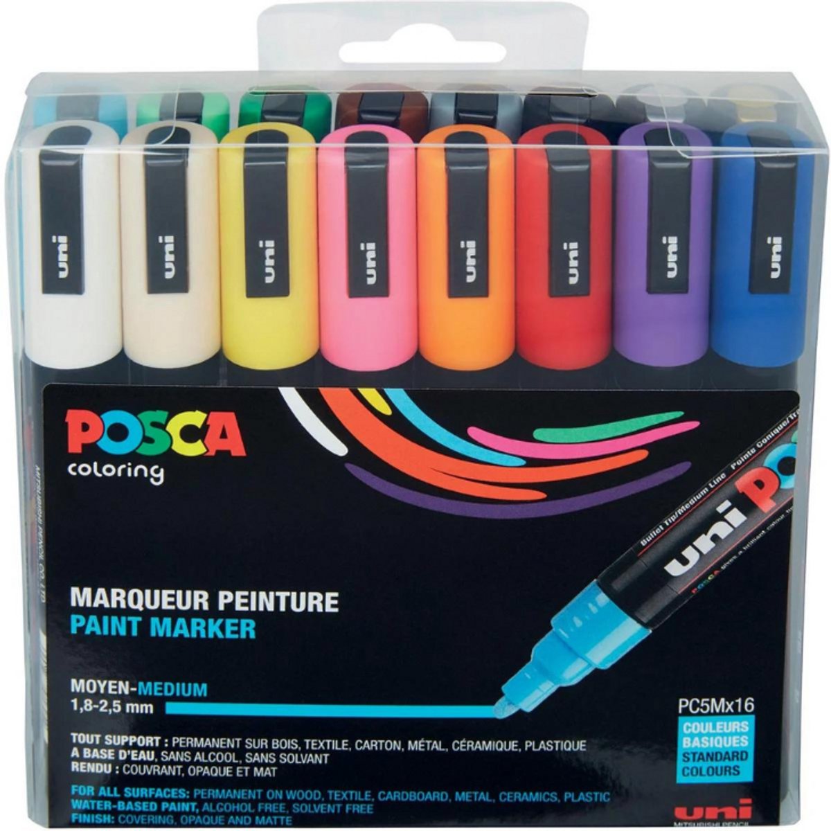 Matita Uni mitsubishi pennarelli uni posca - colori base - pz5m 1,8-2,5 mm