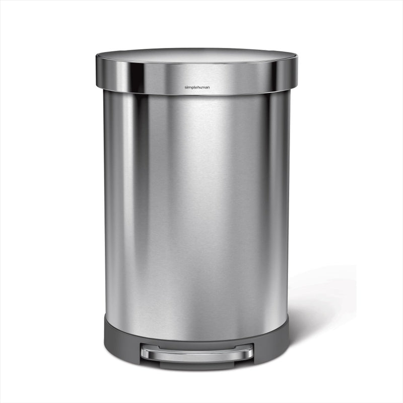 Pattumiera semicircolare a pedale Simplehuman - 60 litri - con bordo tascabile - acciaio inossidabile spazzolato