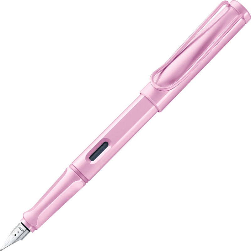 Lamy safari fountain pen 0d2 – made of sturdy plastic in light pink – with ergonomic design and steel nib, writing thickness fine, including t 10 blue ink cartridge