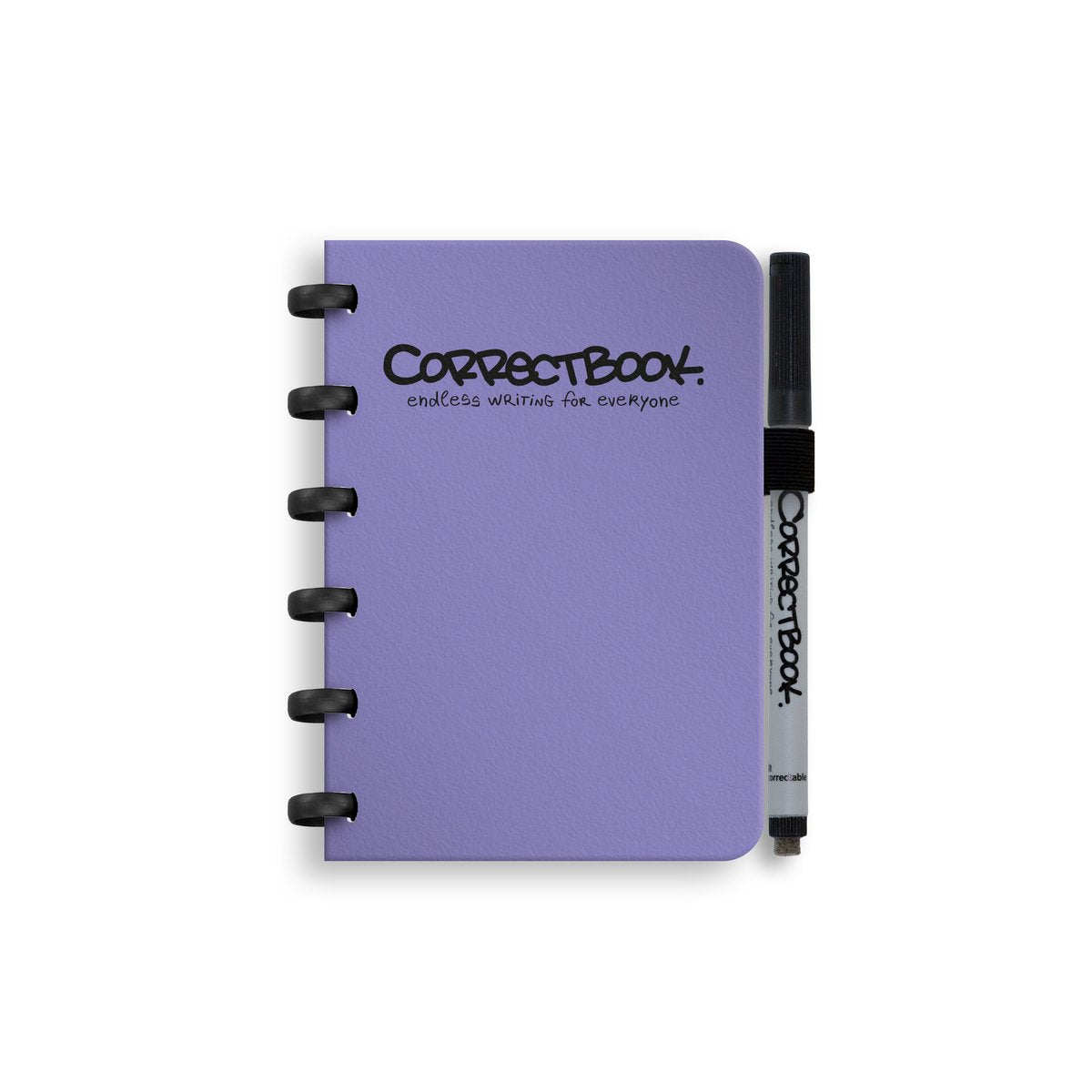 Cuaderno borrable Correctbook a6 – morado petunia – con rayas – cuaderno reutilizable – incluye toallita para bolígrafo – se puede complementar con páginas adicionales