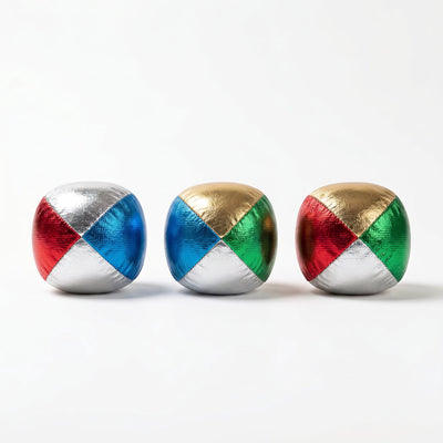 Engelhart jongleerballen metallic 2,5 – vierkleurig (blauw, rood, geel, groen) – set in transparante koker – jongleer- goochelspel –
