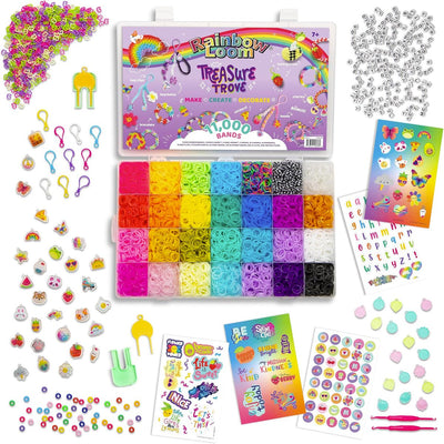 Bandai - tesoro di Rainbow Loom - kit creativo braccialetti elastici fai da te - scatola da 11.000 elastici, scatola porta accessori - regalo creativo per hobby - giocattoli per bambini da 7 anni in su - CD0141