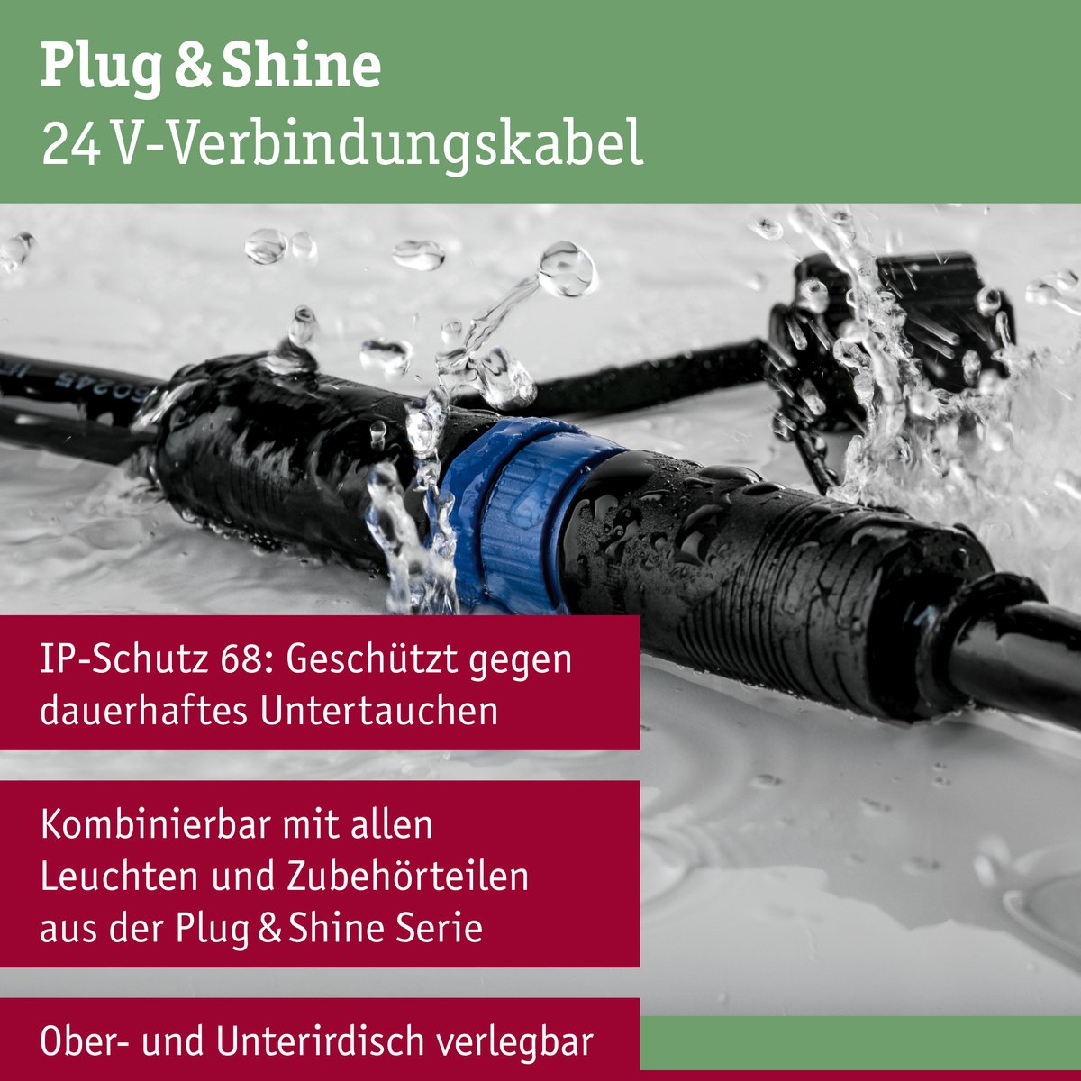 Cavo Paulmann plug Shine 10m 2 uscite ip68 nero