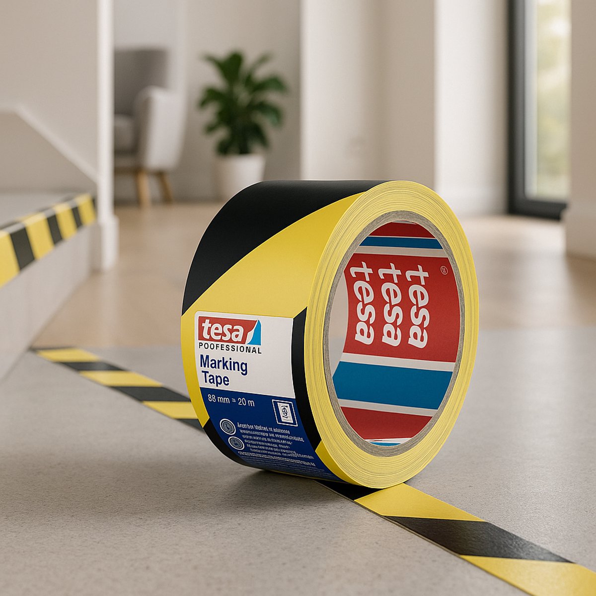 Tesa - marking tape - 33m x 50mm - yellow black - PVC