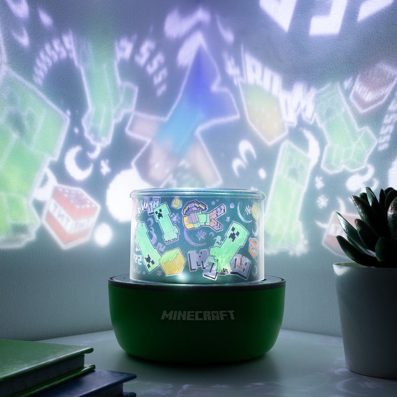 Paladone Minecraft Projection Light - Lampada per proiettore con licenza ufficiale con 2 scene, decorazione da parete e soffitto -