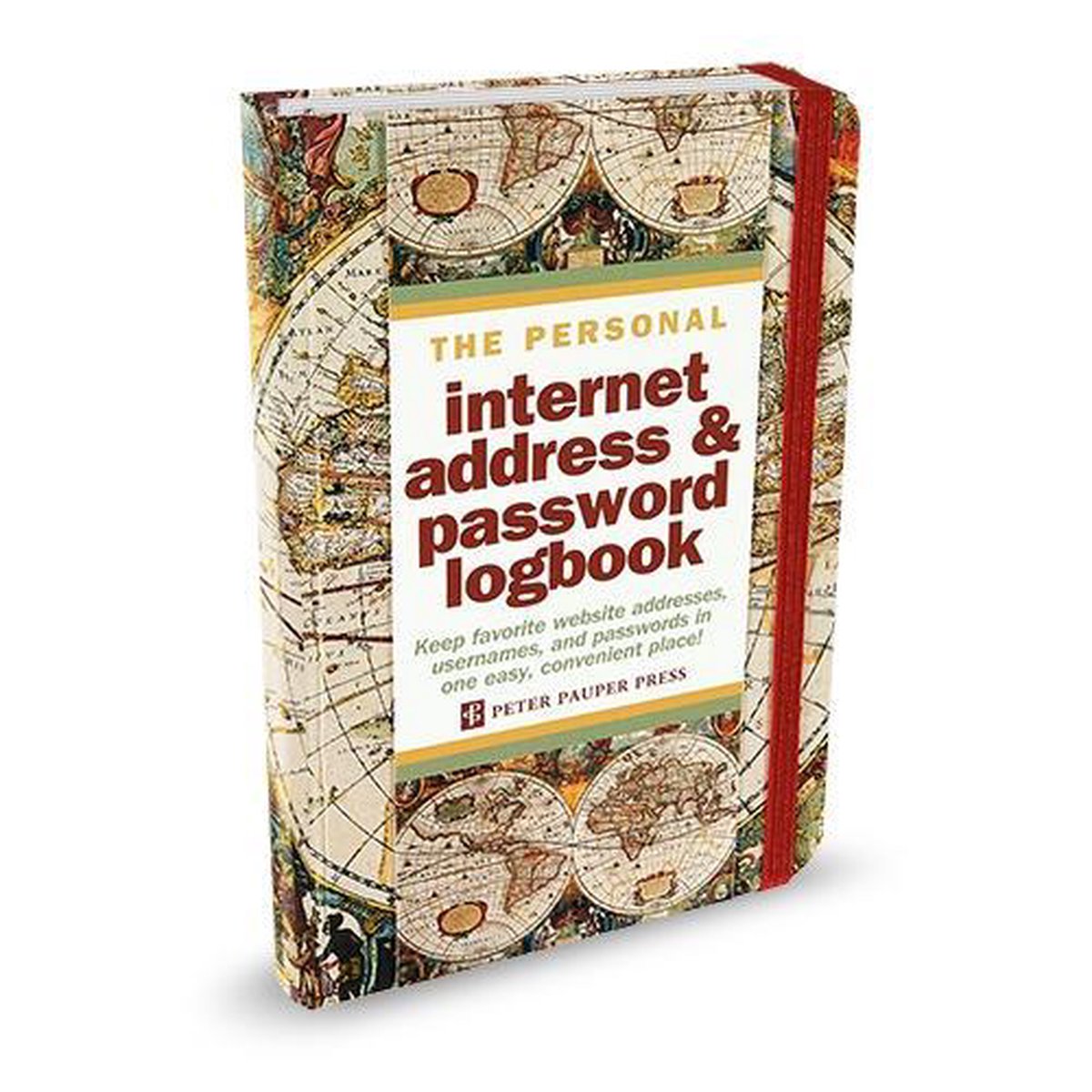Peter pauper registro password internet - vecchio mondo - con chiusura ad elastico - 11x15 cm