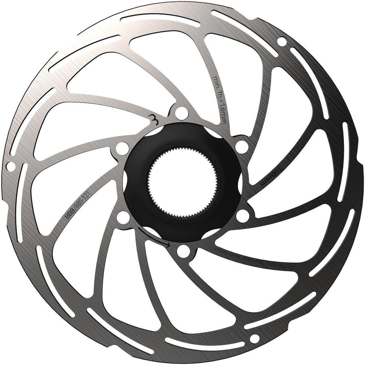 Bbb cycling schijfrem centerstop center lock remschijf bbs-121 - zilver - 180 mm