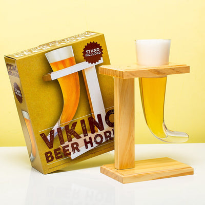 #winking cuerno vikingo para beber - vaso de cerveza - 480 ml - vaso de soda y lima - incluido soporte de madera para cerveza - 59263