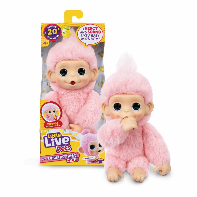 Pequeñas mascotas vivas - mi mono bebé minis 'luna limón' mono bebé - peluche interactivo