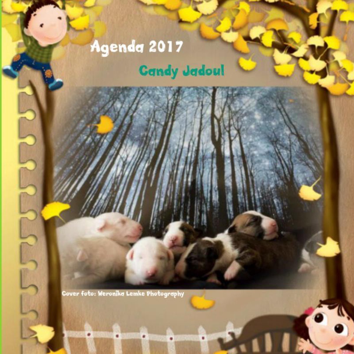Merkloos sans marque agenda klein bull terrier friends 2017