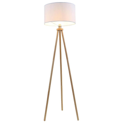 Briloner - lampada da terra scandi - tessuto e legno - lampada da soggiorno - lampada da terra bianca - attacco E27 - h: 148cm - ø45,5cm