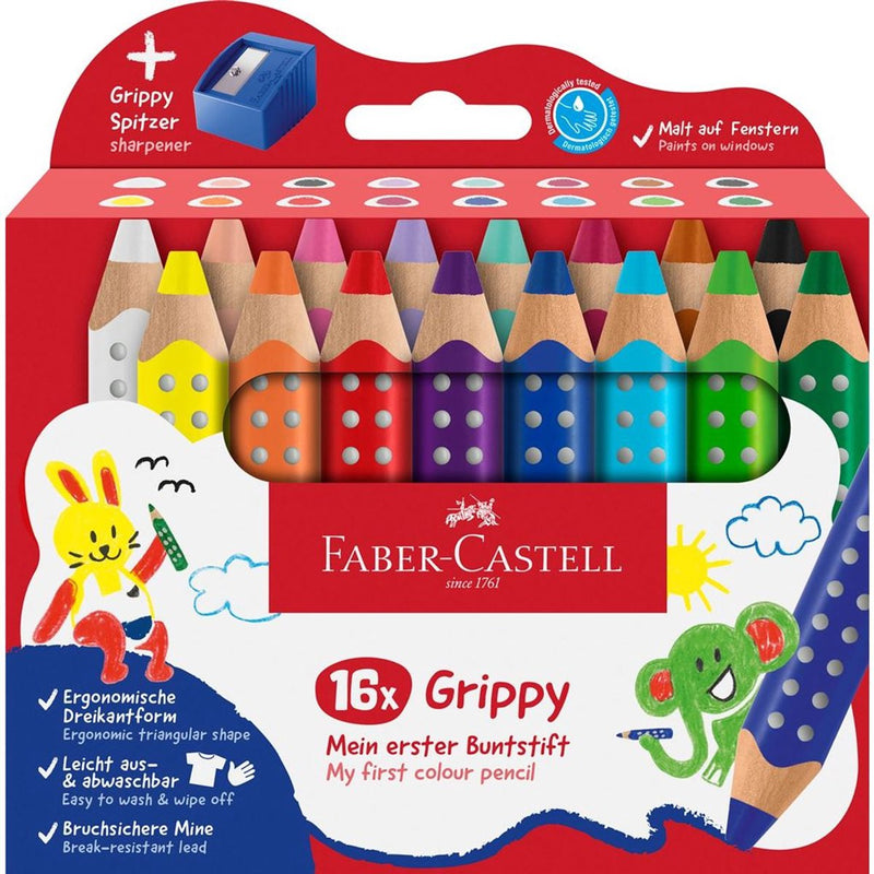 Faber-castell matita colorata faber castell grippy xxl jumbo astuccio 16 pezzi e temperamatite - fc-110645