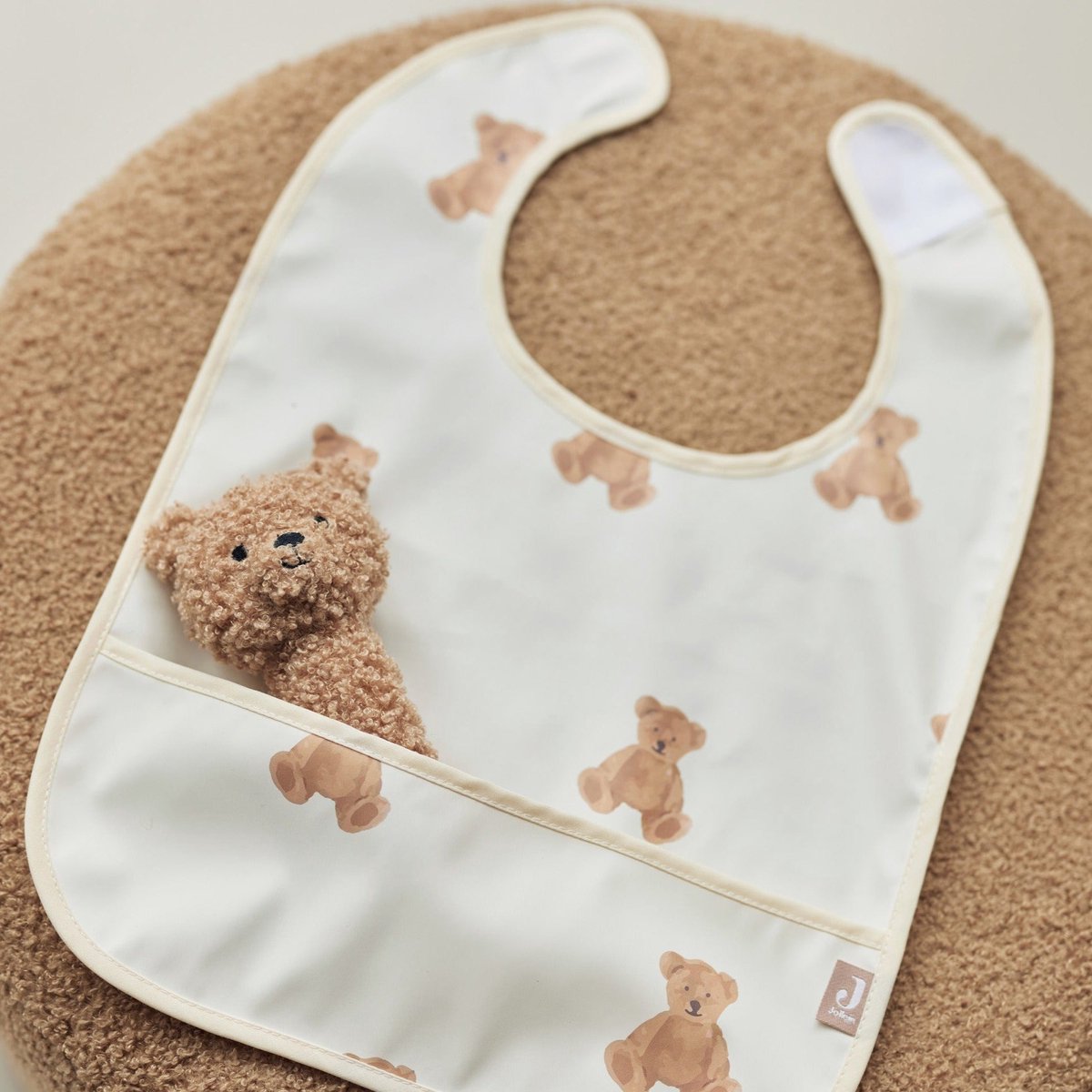 Jollein - slab waterproof (teddy bear) - polyester - polyurethaan - slabbetjes baby - 2 stuks - 40 cm