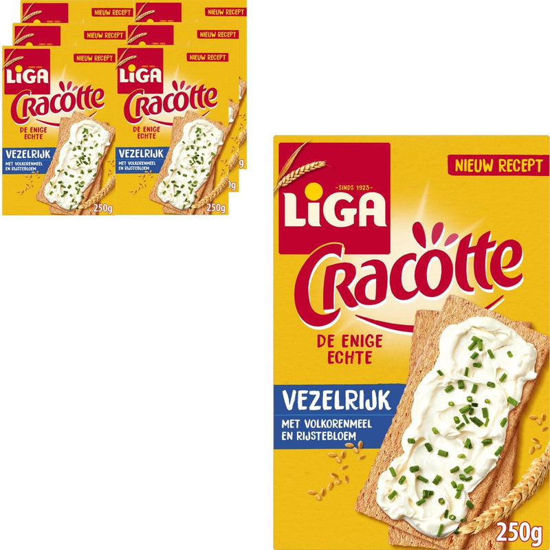 Liga cracotte luchtige crackers vezelrijk 6 x 250g - crackers - broodvervangers - hoog in vezel - ontbijt