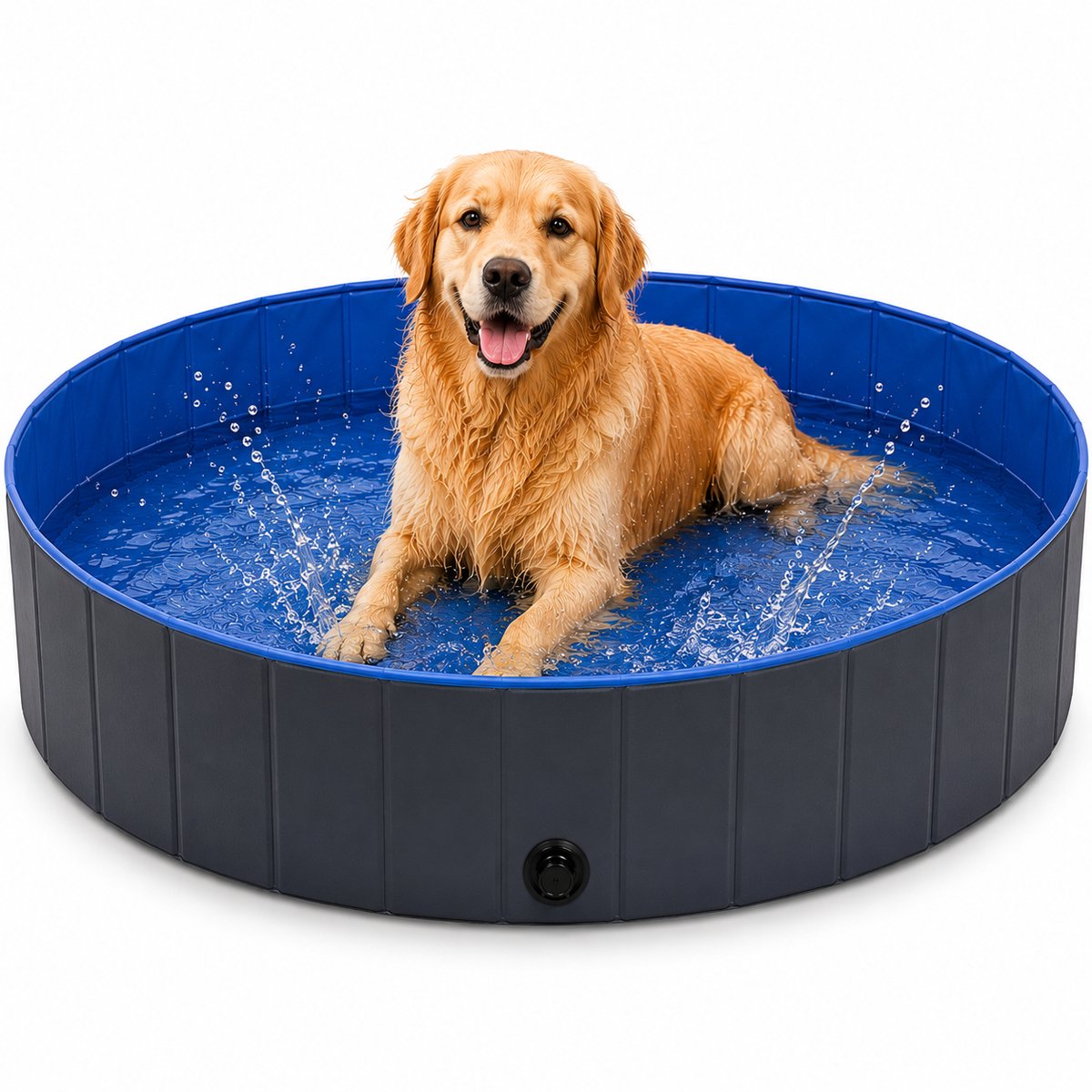 Piscina per cani Flamingo - piscina per cani - 160 x 30 cm - blu grigio scuro - grande piscina pieghevole per cani - splash
