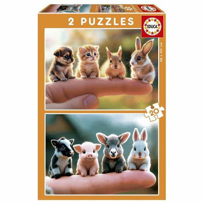 Educa - puzzle - animales bebes - 2 x 20 piezas - puzzle infantil