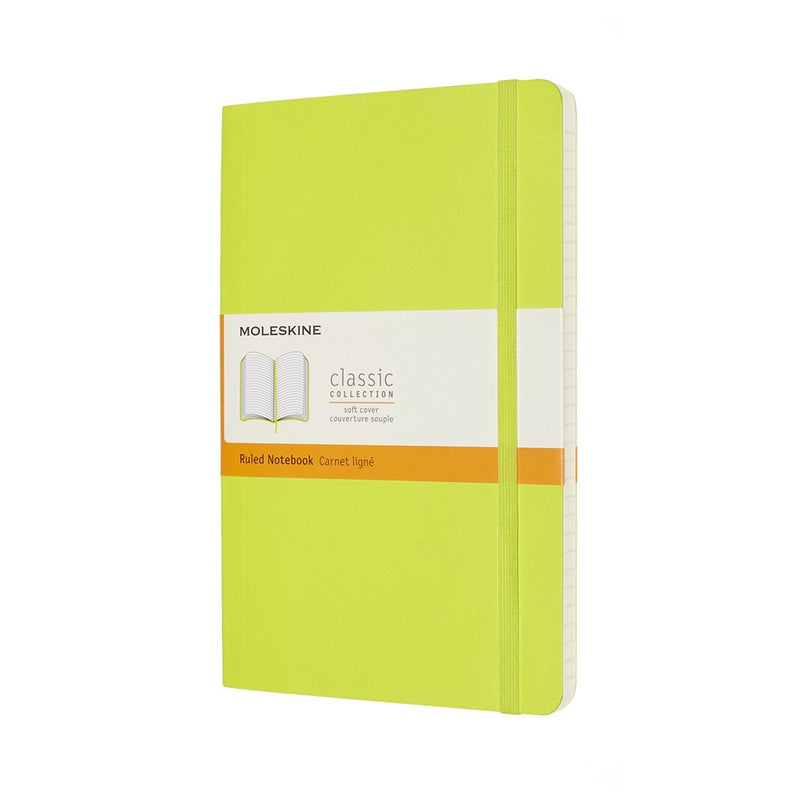 Taccuino classico Moleskine - grande - copertina morbida - a righe - verde limone