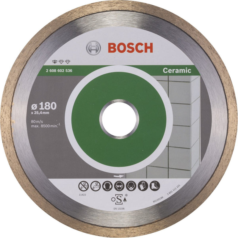 Bosch - disco de corte de diamante estándar para cerámica 180 x 25,40 x 1,6 x 7 mm