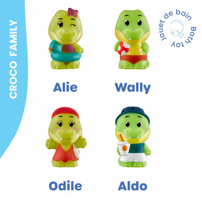 Klorofil the family croco play set - set di personaggi da gioco - personaggi della famiglia - giocattoli per bambini - aldo, odile, allie e wally - da 18 mesi - 4 pezzi