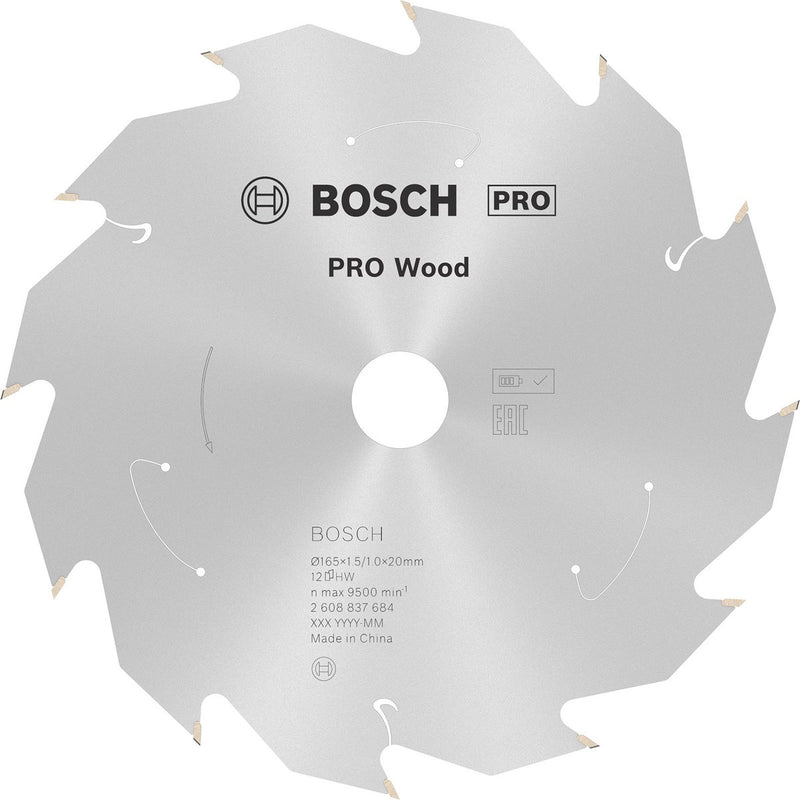 Hoja de sierra circular profesional Bosch pro wood inalámbrica | ø 165 x 1,5 x 20 mm 24 dientes - 2608837685