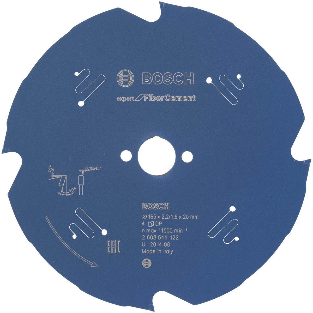 Bosch 2608644122 hoja de sierra circular expert fibrocemento fibrohormigón 165x20 - 4 dientes