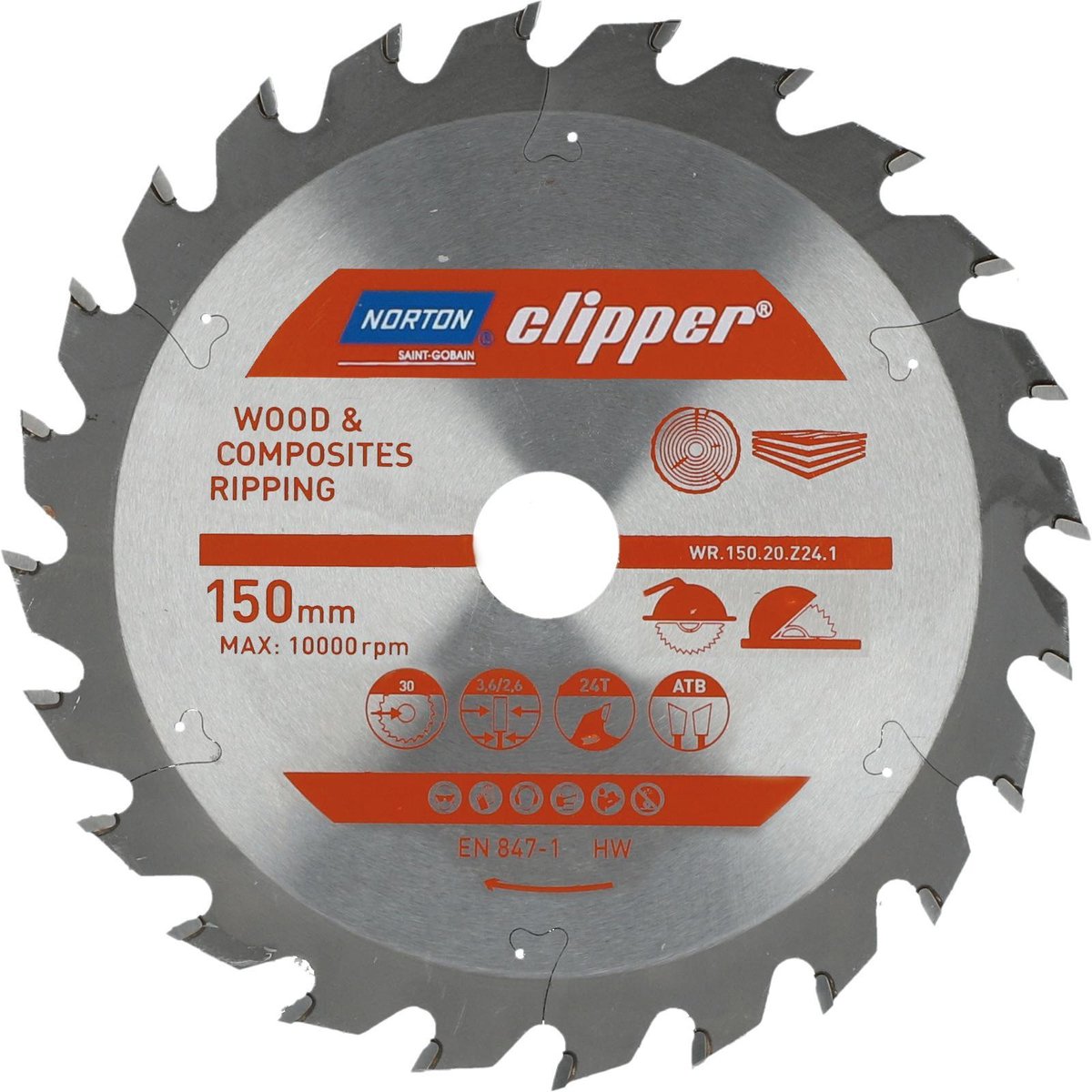 Norton - lama per sega circolare - 150mm - per legno e compositi - 24 denti