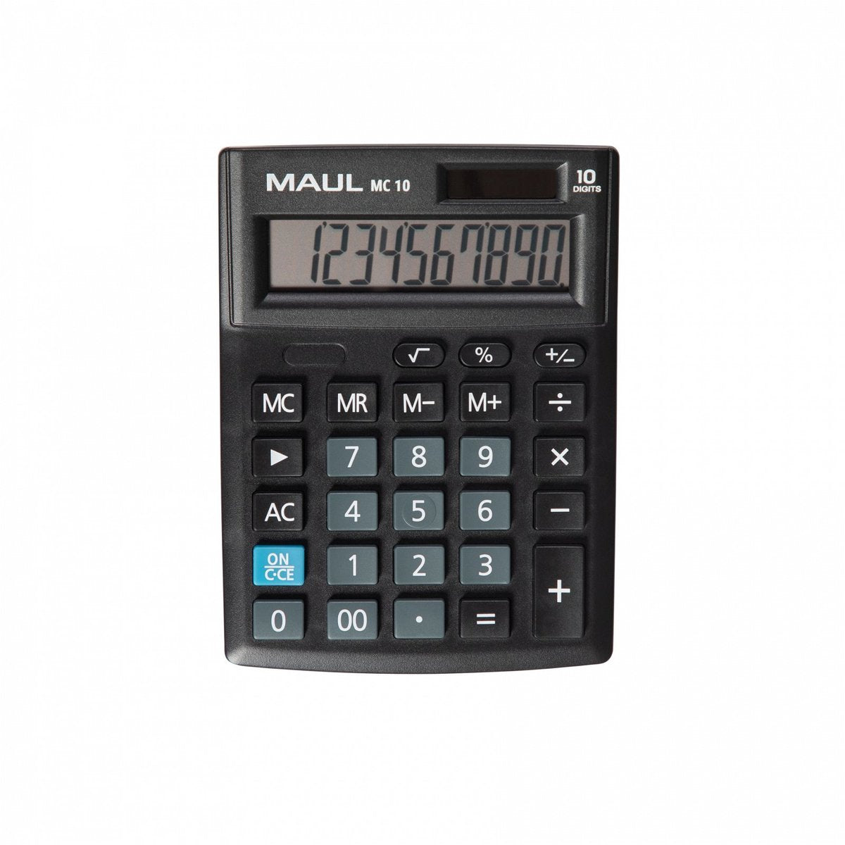 Calculadora de escritorio Maul mc 10 negra número de posiciones de visualización: 10 funciona con pilas, funciona con energía solar (ancho x alto x fondo)