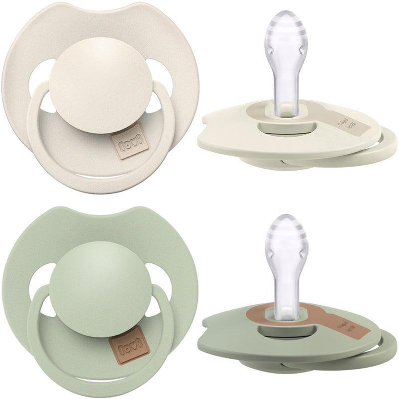 Ciuccio Difrax lovi Dynamic Prime - da 0 a 6 mesi - beige verde chiaro - 2 pezzi