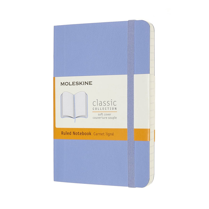 Cuaderno clásico Moleskine - bolsillo - tapa blanda - rayado - azul hortensia