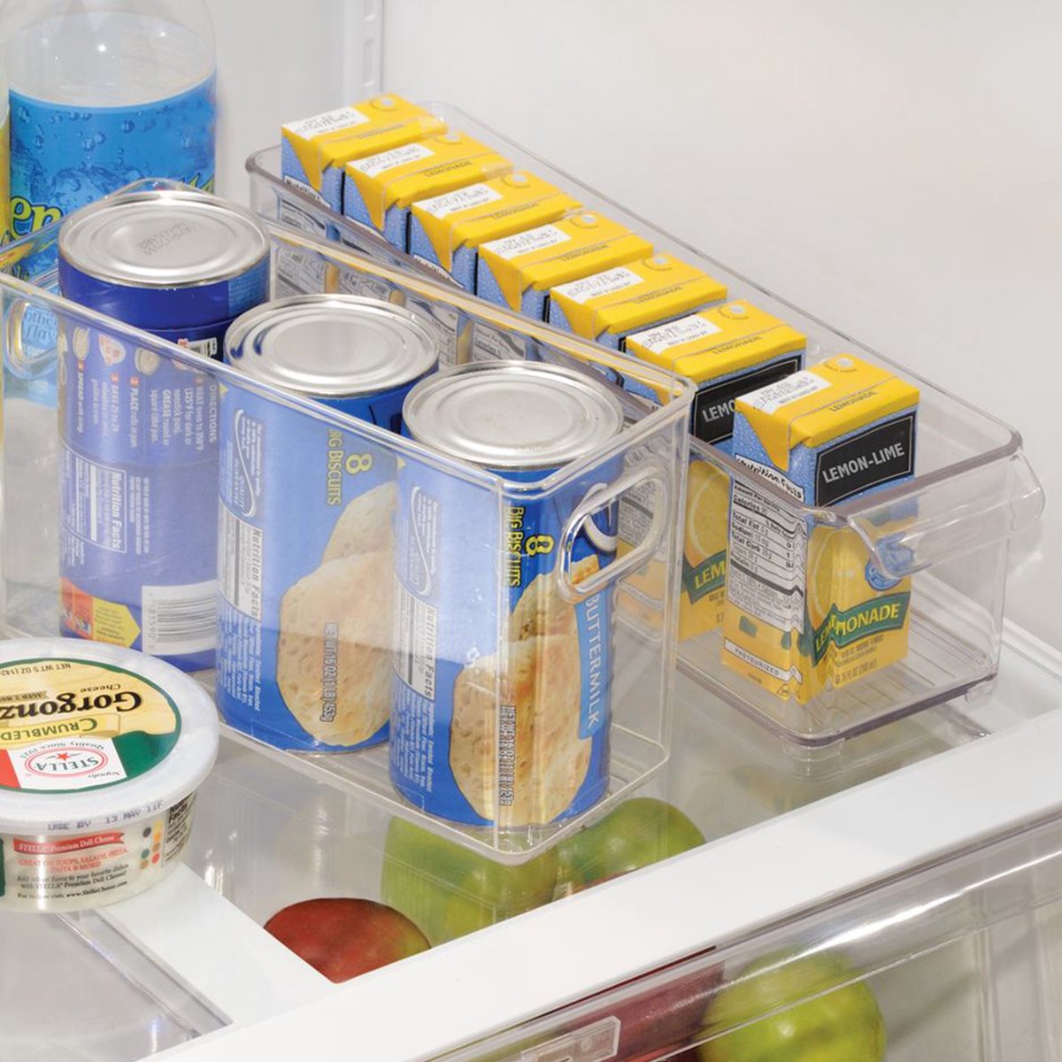 Bandeja de almacenamiento Idesign con asas rectangular grande - transparente - encajable | libre de bpa