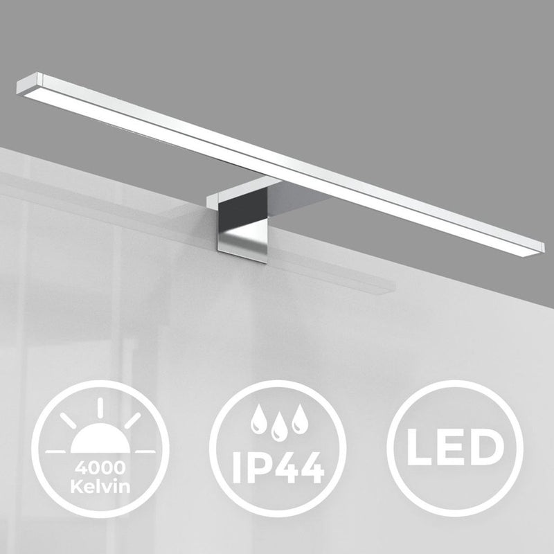 B.k.licht - lampada da specchio led - lampada da parete colore cromo - illuminazione bagno - l: 60cm - ip44 - 4.000k - 8w