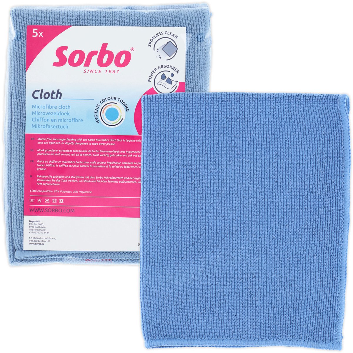 Paños de microfibra profesionales Sorbo - azul - 30x40 cm - limpieza sin rayas y sin grasa - paños de limpieza duraderos - juego de 5