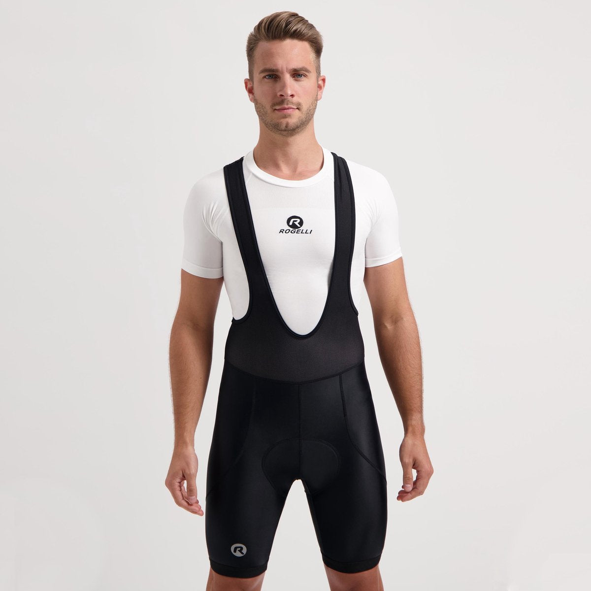 Rogelli core korte fietsbroek heren met zeem en bretels - bibshort - zwart - maat s