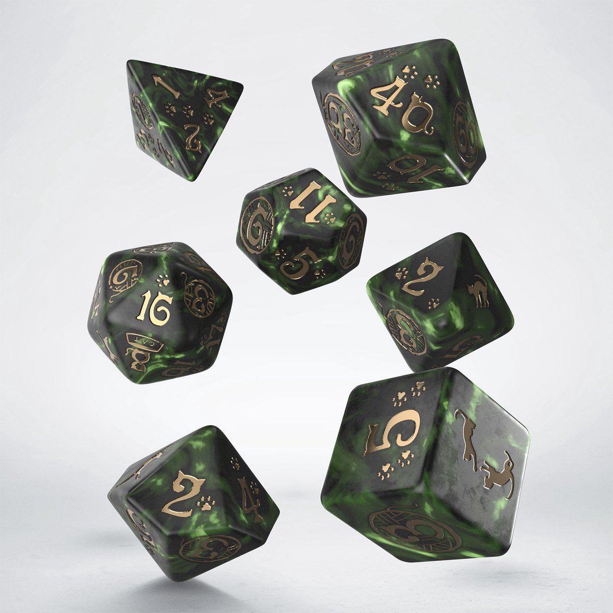 Q-workshop dice set cats pixel - role-playing dice.